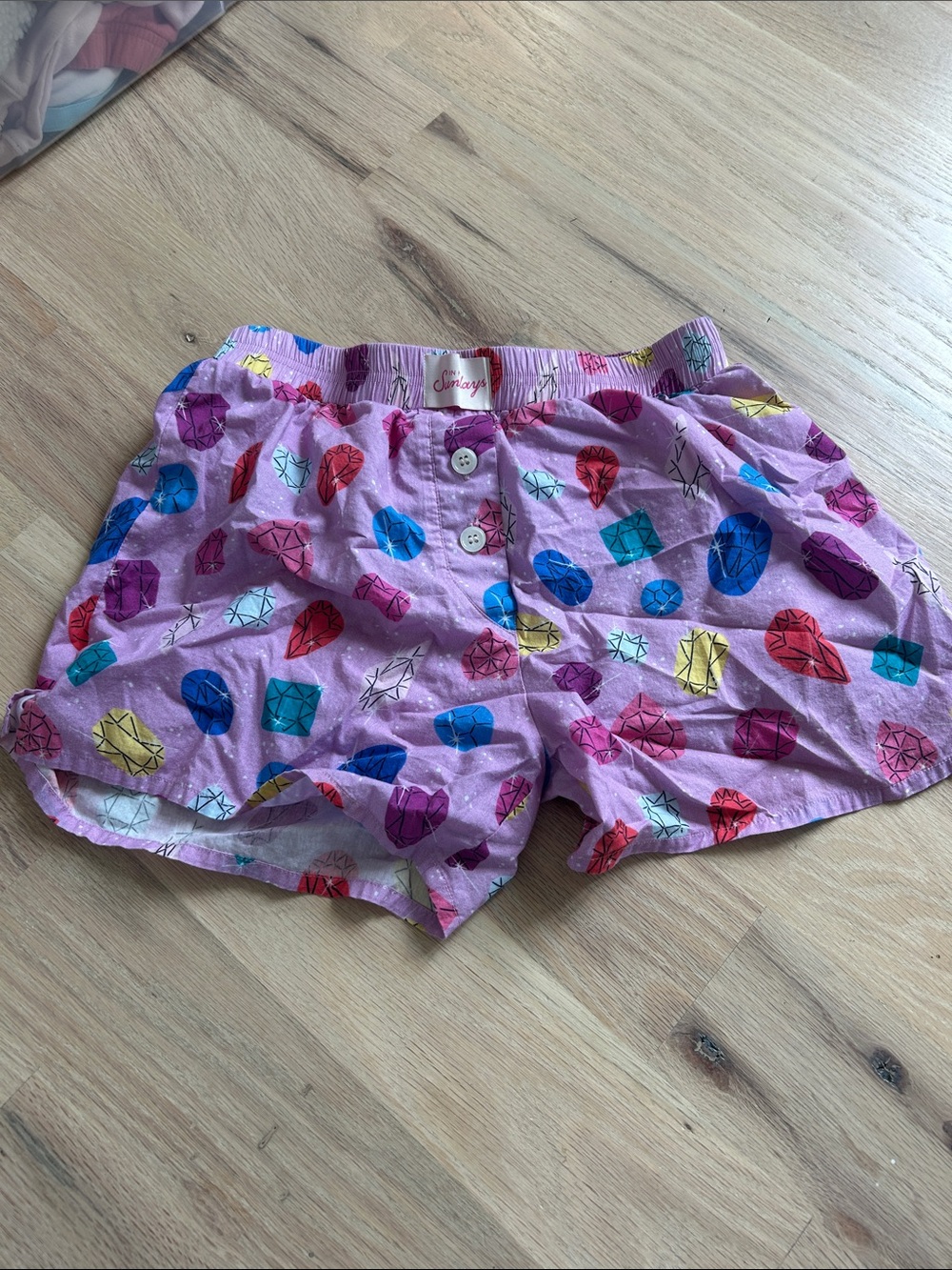Girls' Light Purple Gem-Print Pull-On Shorts